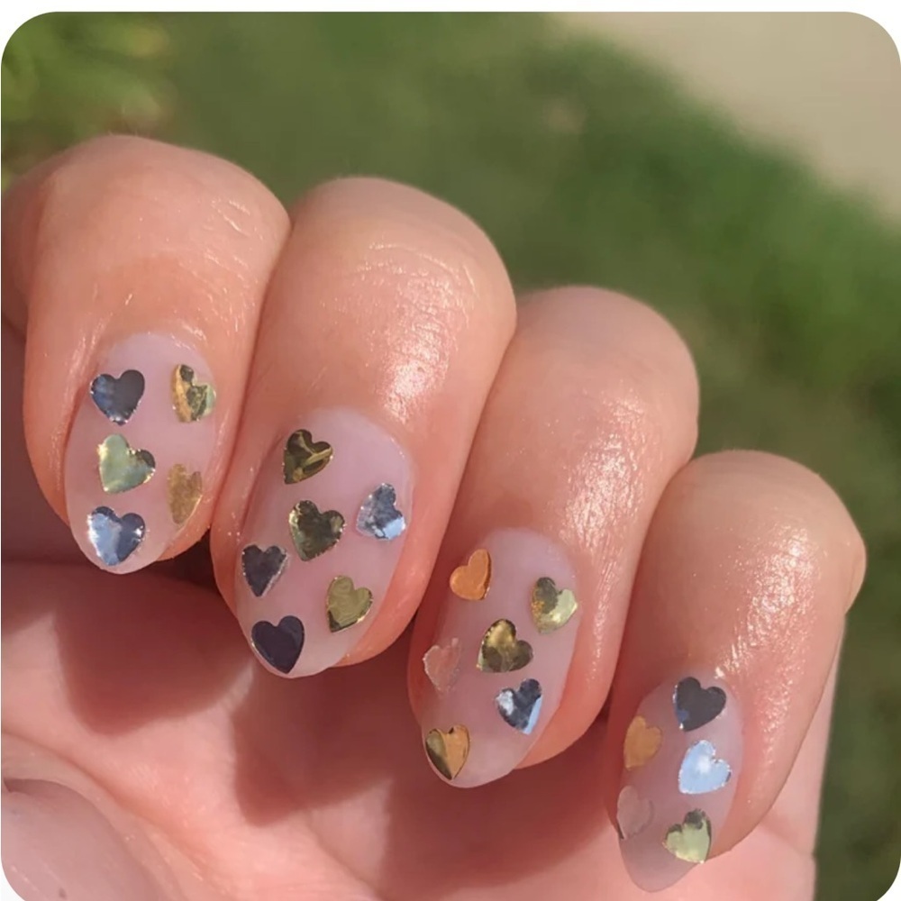 DO NOT BUY!!! Olive & June BIGGEST FAN gold + silver heart confetti polish NEW - Picture 5 of 5